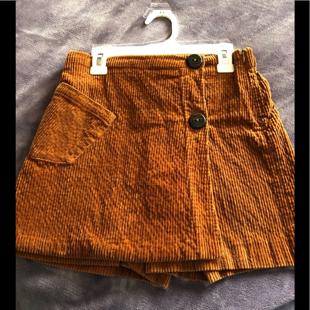 Zara Brown Corduroy Mini Skort